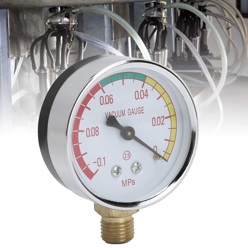 plplaaoo Vacuum Gauge for Milking Machine – Vacuum Regulator & Gauge Tee Adapter with G1/4 Male Thread, -0.1-0MPa Stainless Steel Pressure Gauge for Cow Goat Milker - Image 4